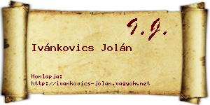 Ivánkovics Jolán névjegykártya