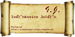 Ivánkovics Jolán névjegykártya